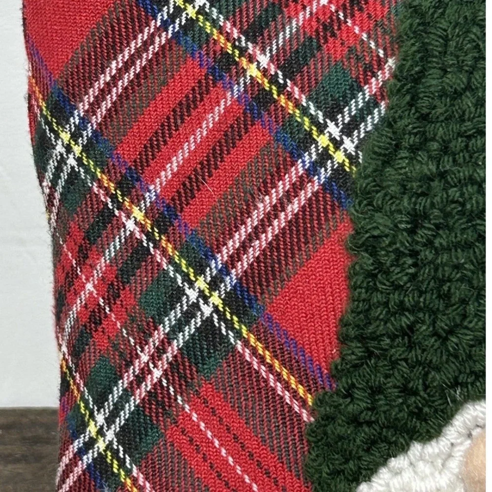 Christmas Gnome Plaid Throw Pillow Red Green Tartan Holiday Decorative Cushion
